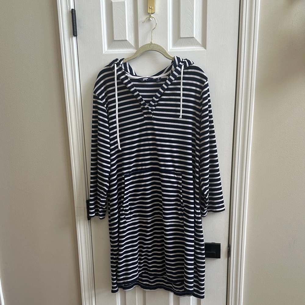 Navy and White Striped Hoodie Coverup